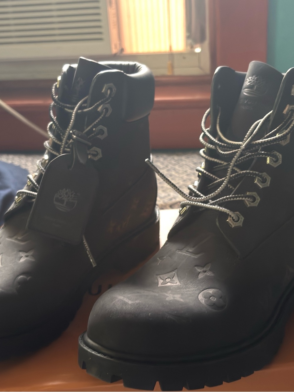 Louis Vuitton Black Embossed Leather Men's Boots